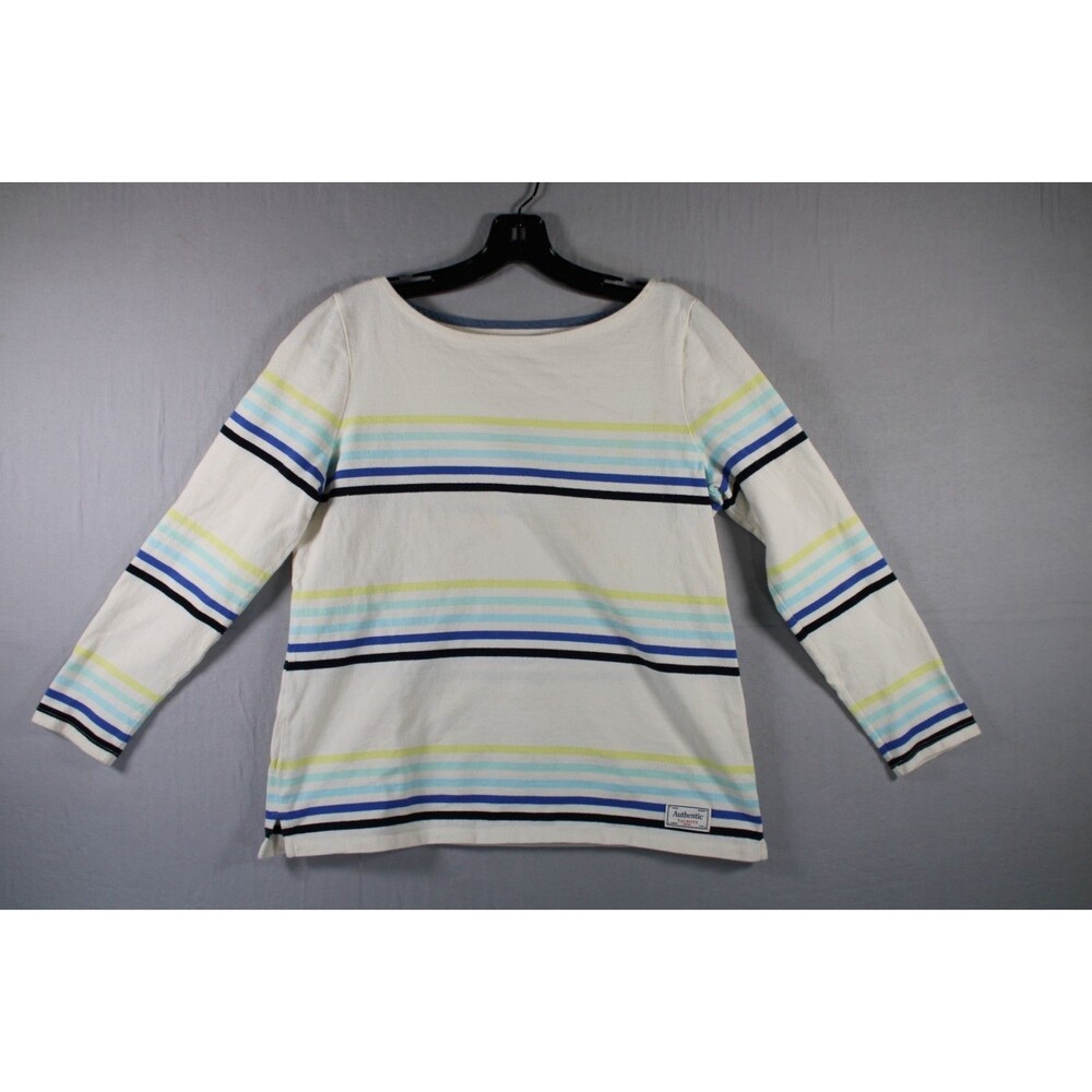 Talbots Petite M P Striped Boat Neck Long Sleeve Cotton Knit Top Women's Medium